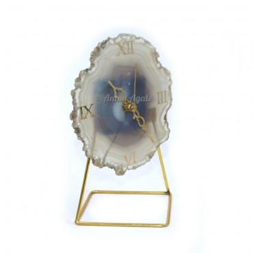 Light Grey Agate Clock with Stand