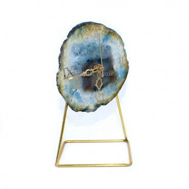 Blue Oynx Agate Clock with Stand