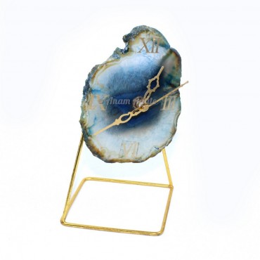 Dark Blue Oynx Agate Clock with Stand