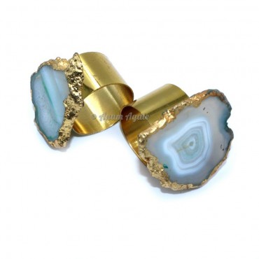 Golden Agate Blue Oynx Napkin Ring Slices