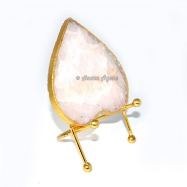 Rose Quartz Heart Shaped Crystal  Electroplated Coasters (without stand)