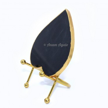 Black Agate Heart Shaped Electroplated Coasters (without stand)