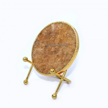 Golden Quartz Round Shaped Electroplated Coasters (without stand)