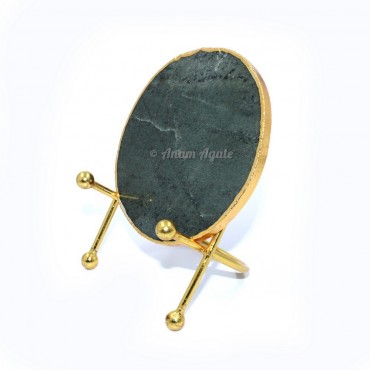 Green Aventurine Round Shaped Electroplated Coasters (without stand)