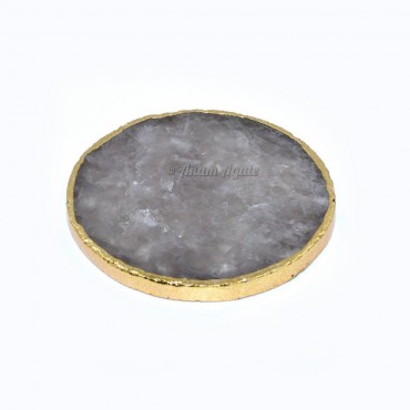 Smokey Quartz Round Shaped Electroplated Coasters