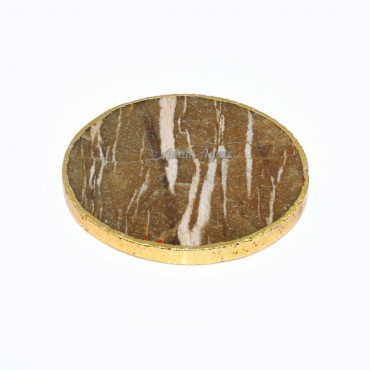 Indian Tiger Eye Round Shaped Electroplated Coasters