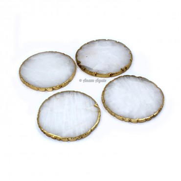 White Quartz Electroplated Coasters with Set of 4