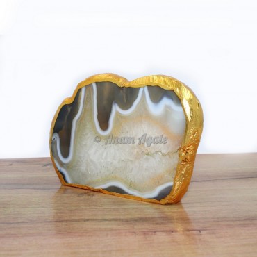 Gold Electroplated Natural Yellow Agate Cloud Coasters