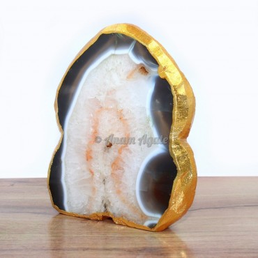 Natural Yellow Agate Cloud Shaped Gold Electroplated Coasters