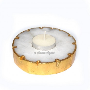 Electroplated White Quartz Candle Holder