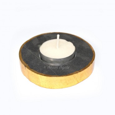 Black Agate Electroplated Candle Holder