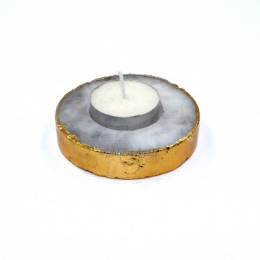 White Quartz Electroplated Candle Holder