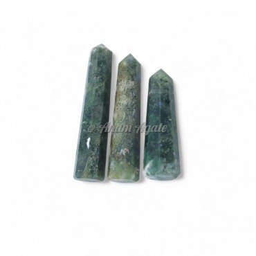 Moss Agate Obelisk Tower Points