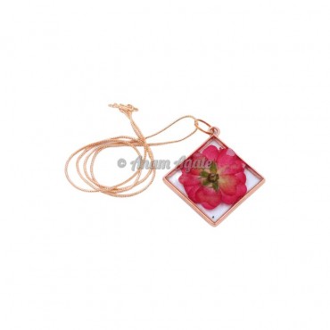 Real Dried Red Resin Flower Necklace Orgone Pendant