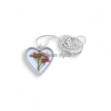 Valentine Heart Orgone Flower Pendant Resin Necklace