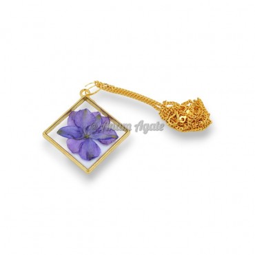 Lavender Flower Resin Orgone Pendant Necklace