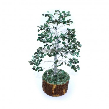 Green Jade Healing 500 Beads Tree Silver Wire