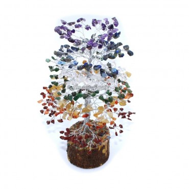 Seven Chakra Tree with 500 Beads Silver Wire