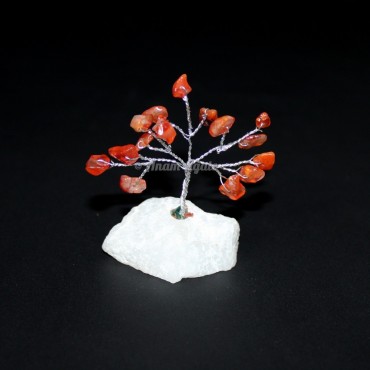 Silver Wire Orange Carnelian 15 Beads White Quartz Stone Tree