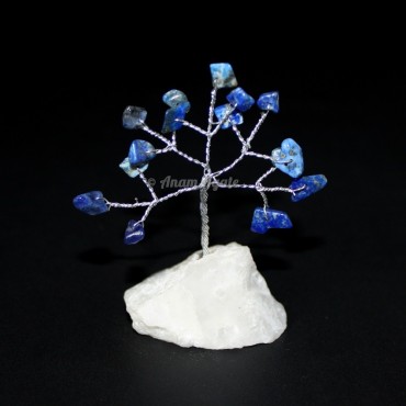 Silver Wire Lapiz Lazuli 15 Beads White Quartz Stone Tree