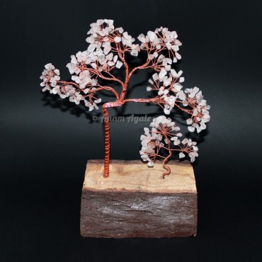 Rose Quartz Copper Wire 250 Beads Wooden Stone Tree