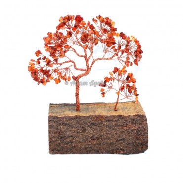 Orange Carnellian Copper Wire 250 Beads Wooden Stone Tree