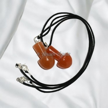 Peach Aventurine Crystal Mushroom Necklace