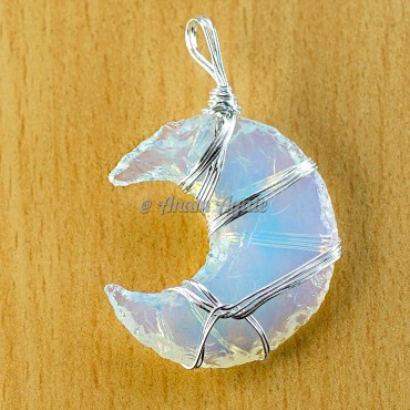 Wire Wrapped Moon Opalite Keychain