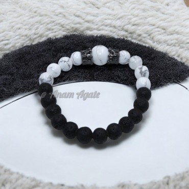 Howlite and Black Lava Bracelet