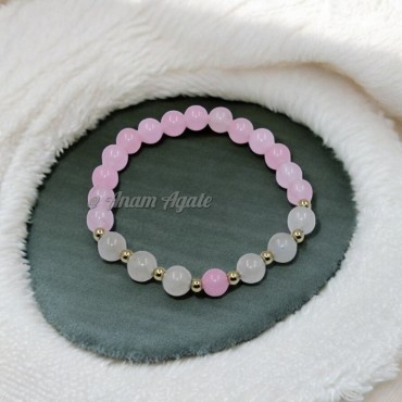 Rose Quartz and Rainbow Moonstone Bracelet