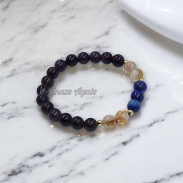 Amethyst Citrine & Lapis Lazuli Bracelet