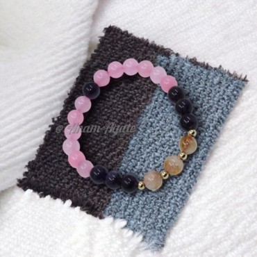 Rose Quartz Amethyst and Citrine Bracelet