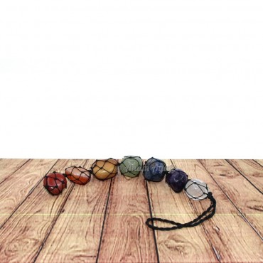 Natural Seven Chakra Tumbled Wrapped Wall Hanger