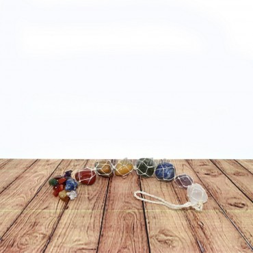 White Wrapped Crystal Seven Chakra Wall Hanger