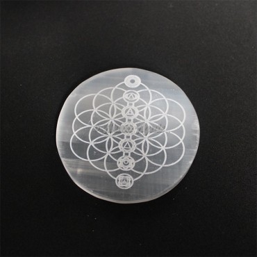 Selenite Seed Of Life Engraved Charging Plate