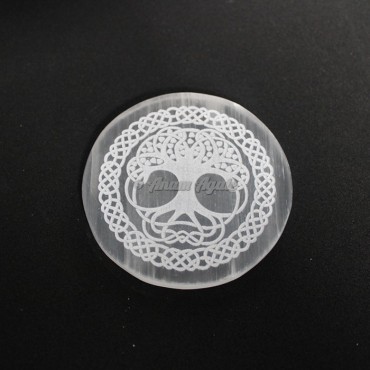 Selenite Tree Of Life Engraved Charging Plate