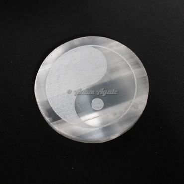 Selenite Ying Yang Engraved Charging Plate