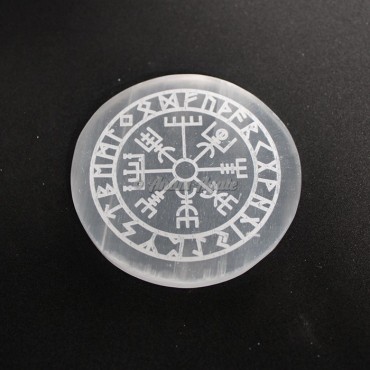 Selenite Vegvisir Engraved Charging Plate