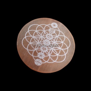 Orange Selenite Seed Of Life Engraved Charging Plate