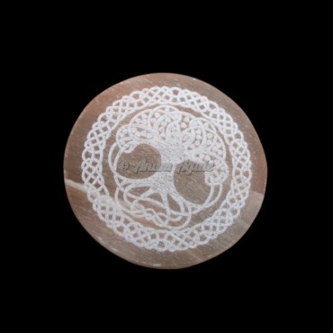 Orange Selenite Tree Of Life Engraved Charging Plate