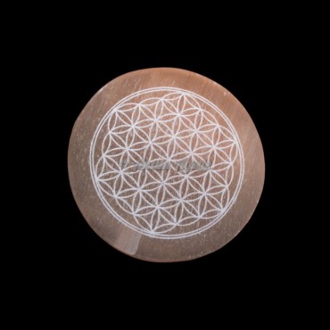 Orange Selenite Flower Of Life Engraved Charging Plate