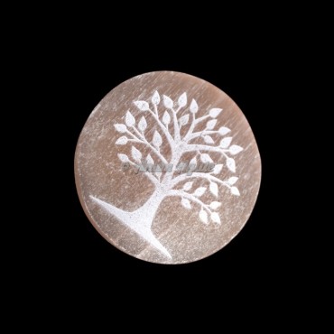 Orange Selenite Tree Engraved Charging Plate