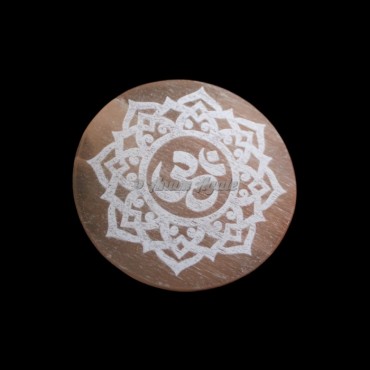 Orange Selenite OM Engraved Charging Plate