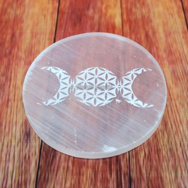 Discover Healing Selenite Charging Plate with Triple Moon