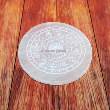 Zodiac Signs Selenite Healing  Charging Plate