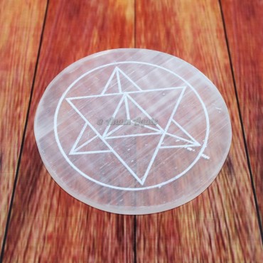 Geometry Sacred Sign Selenite Charging Plate