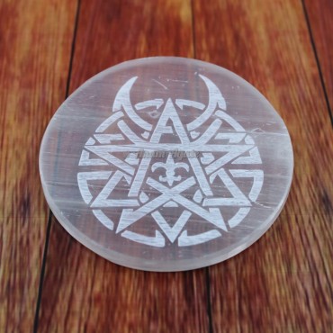 Healing Celtic Sign Selenite Charging Plate