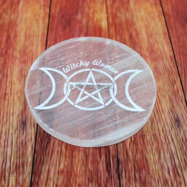 Triple Moon Phases Selenite Charging Plate