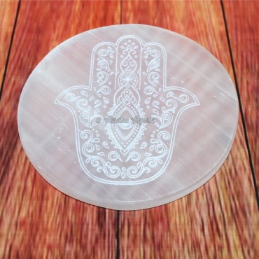 Hamsa Hand Selenite Charging Plate