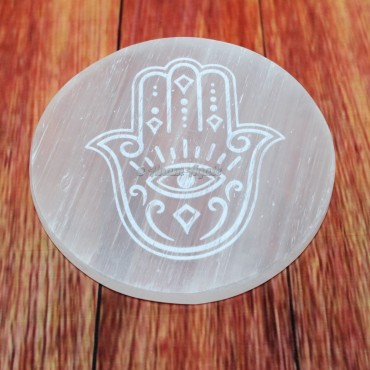 Selenite Eye Symbol Hamsa Hand Charging Plate